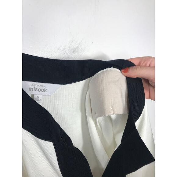 Exclusively Misook Sweater Cardigan Black Pink White Colorblock - Picture 6 of 8